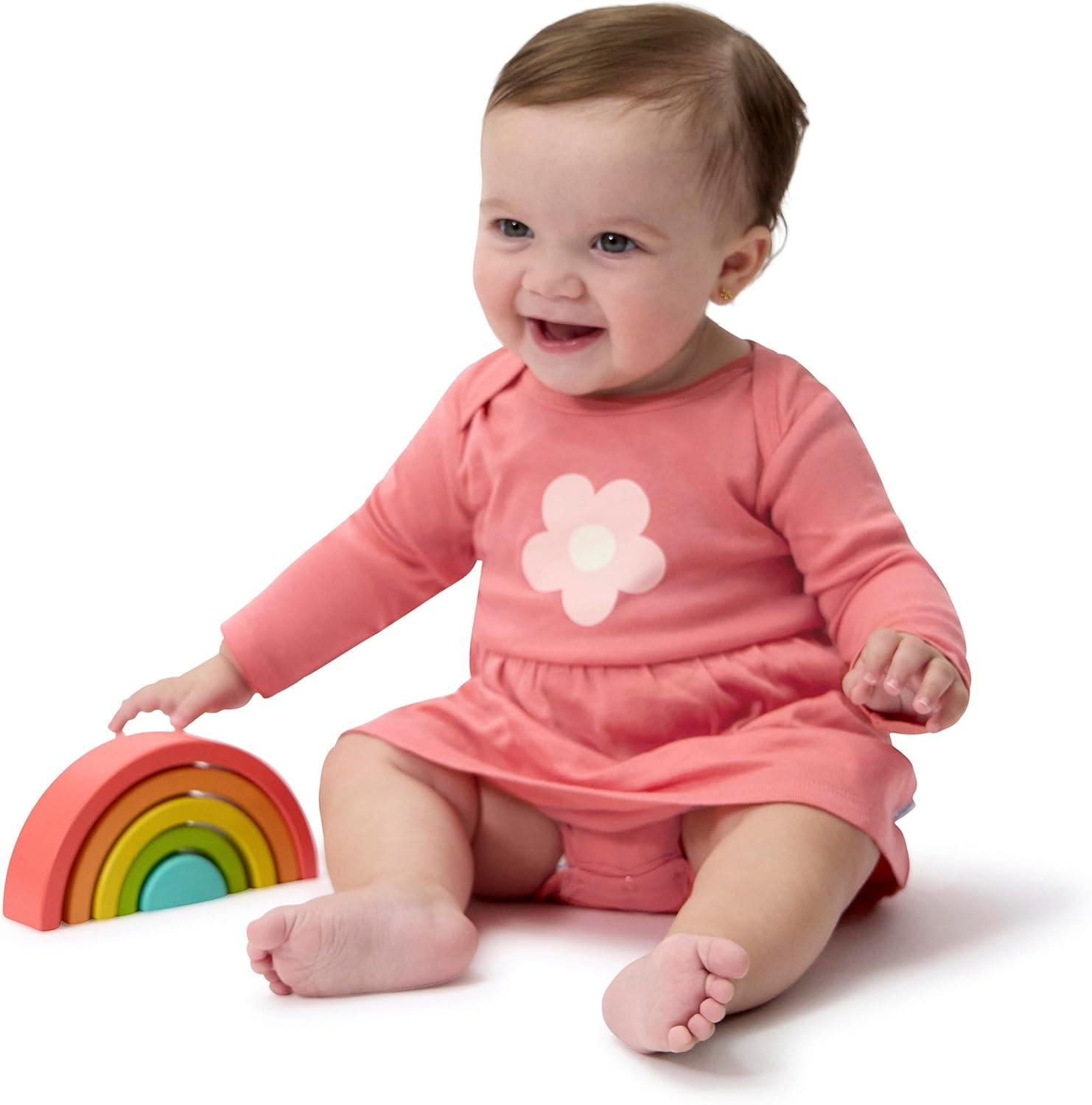 imageOnesies Brand Baby Girls Long Sleeve Bodysuit DressPink Flower