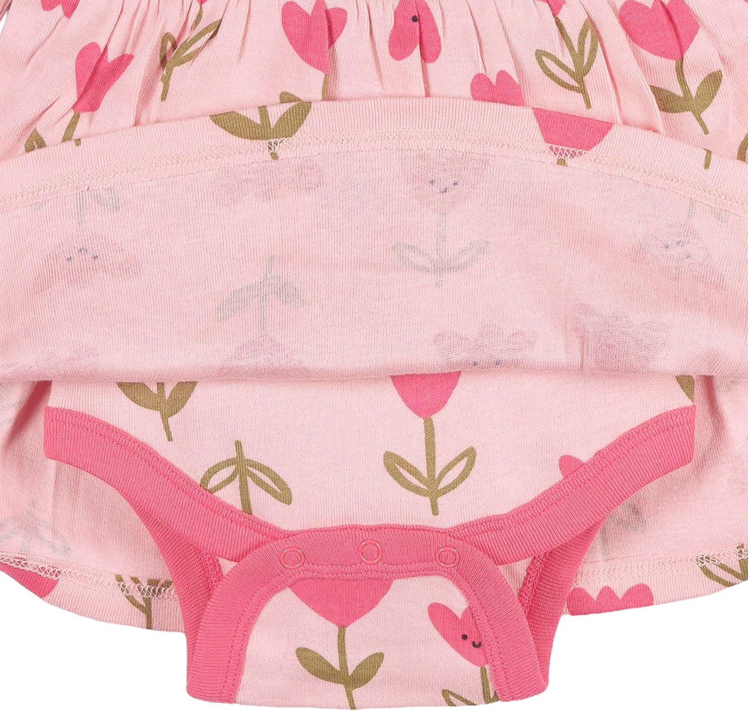 imageOnesies Brand Baby Girls Long Sleeve Bodysuit DressPink Tulips
