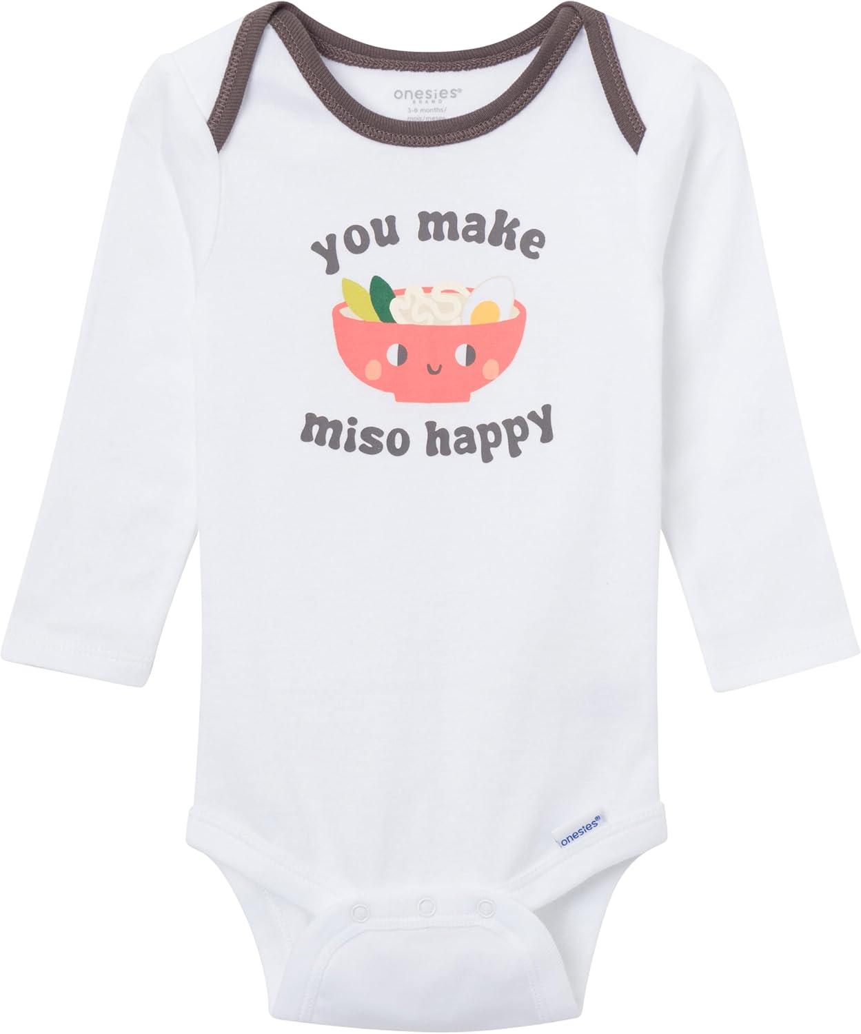 imageOnesies Brand Unisex Baby 4Piece Bodysuits and PantsMiso Happy