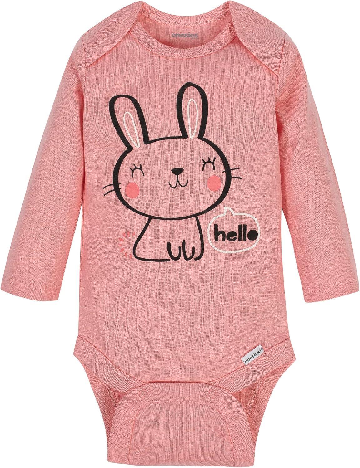 imageOnesies Brand Unisex Baby 6Pack Long Sleeve BodysuitsBunny Pink