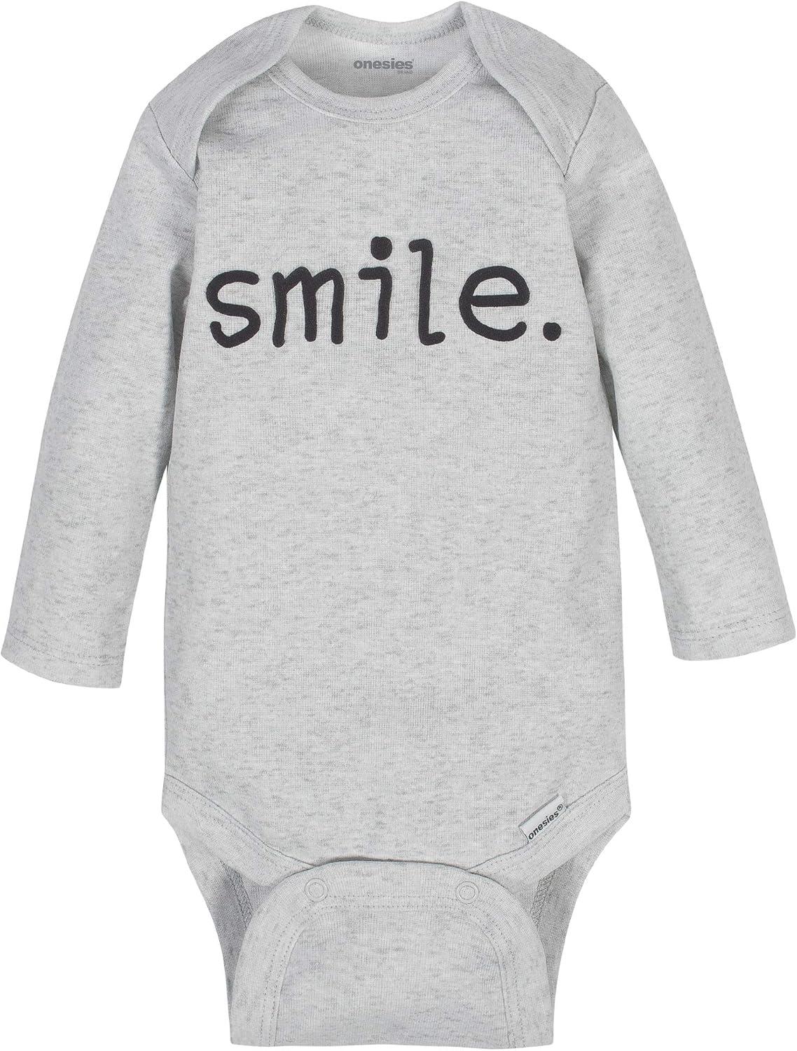 imageOnesies Brand Unisex Baby 6Pack Long Sleeve BodysuitsNeutral Grey