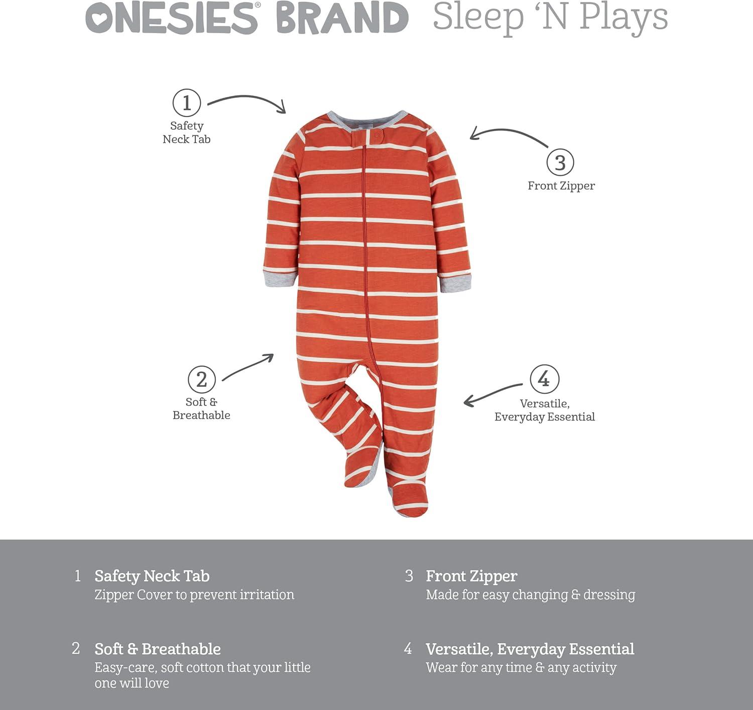 imageOnesies Brand babyboys 4pack Sleep N Play FootiesBear