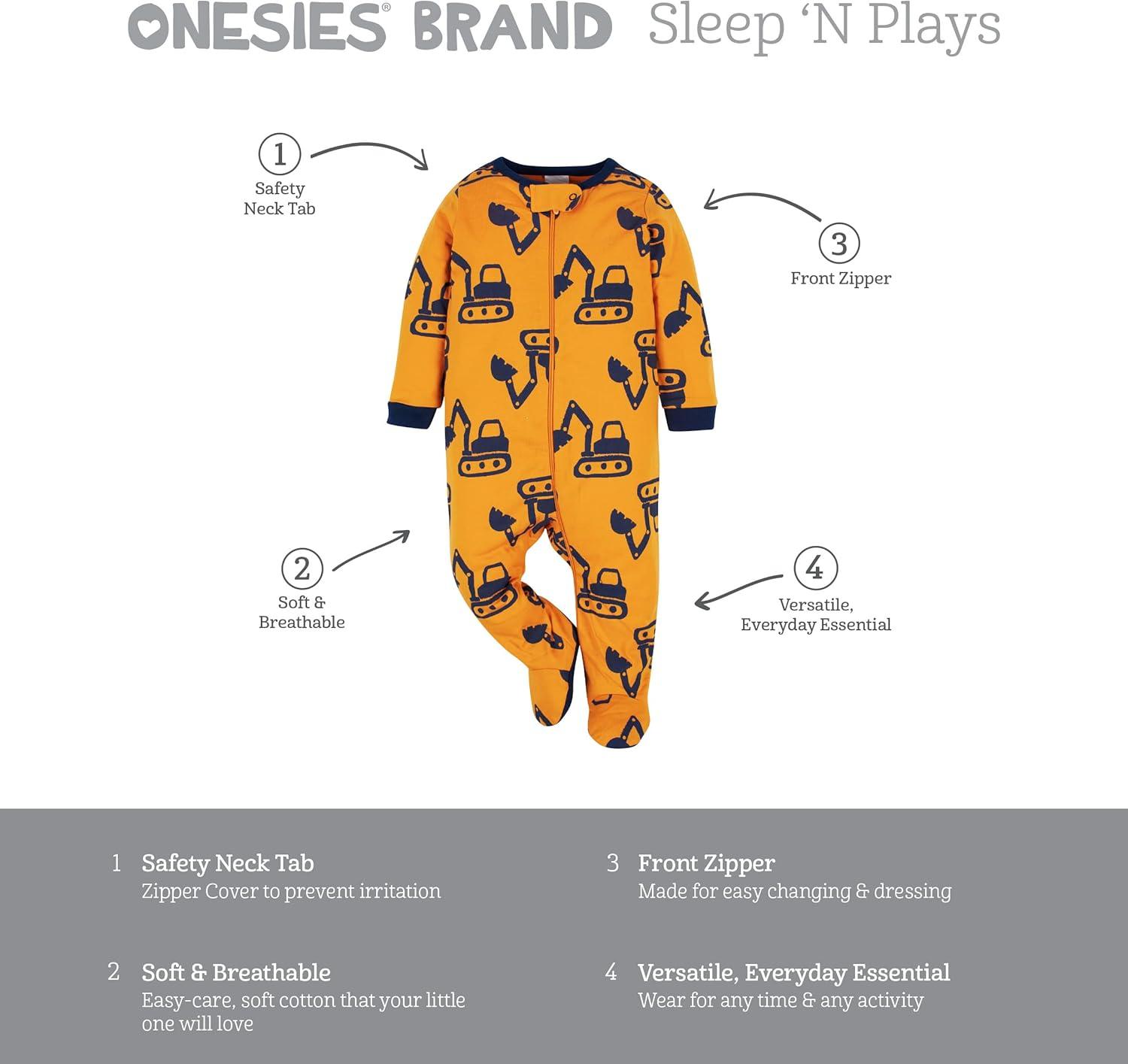 imageOnesies Brand babyboys 4pack Sleep N Play FootiesTruck