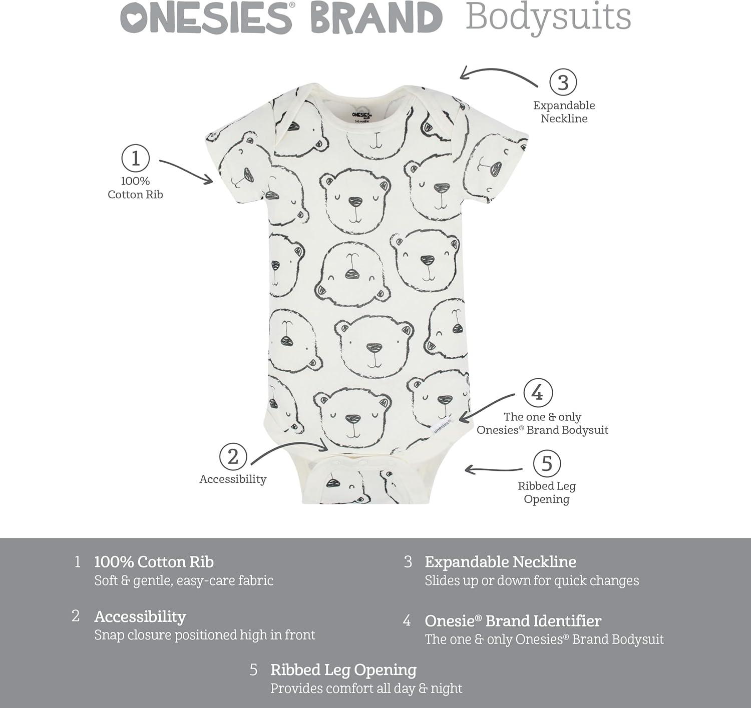 imageOnesies Brand babyboys 8pack Short Sleeve Mix amp Match BodysuitsBear