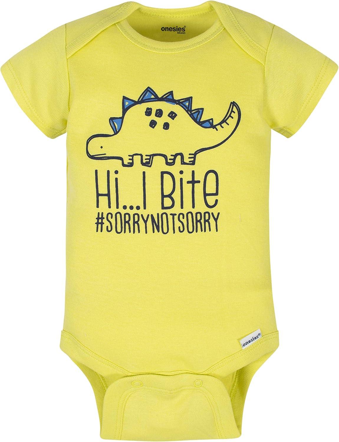imageOnesies Brand babyboys 8pack Short Sleeve Mix amp Match BodysuitsGrey Dino