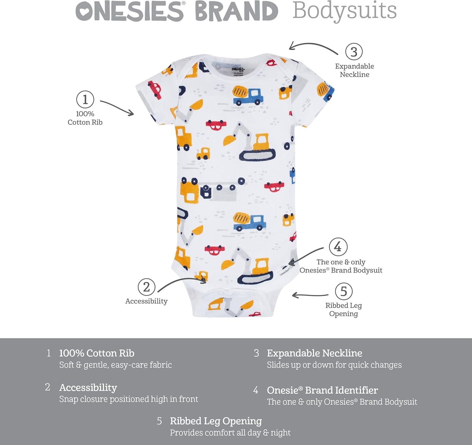 imageOnesies Brand babyboys 8pack Short Sleeve Mix amp Match BodysuitsTruck