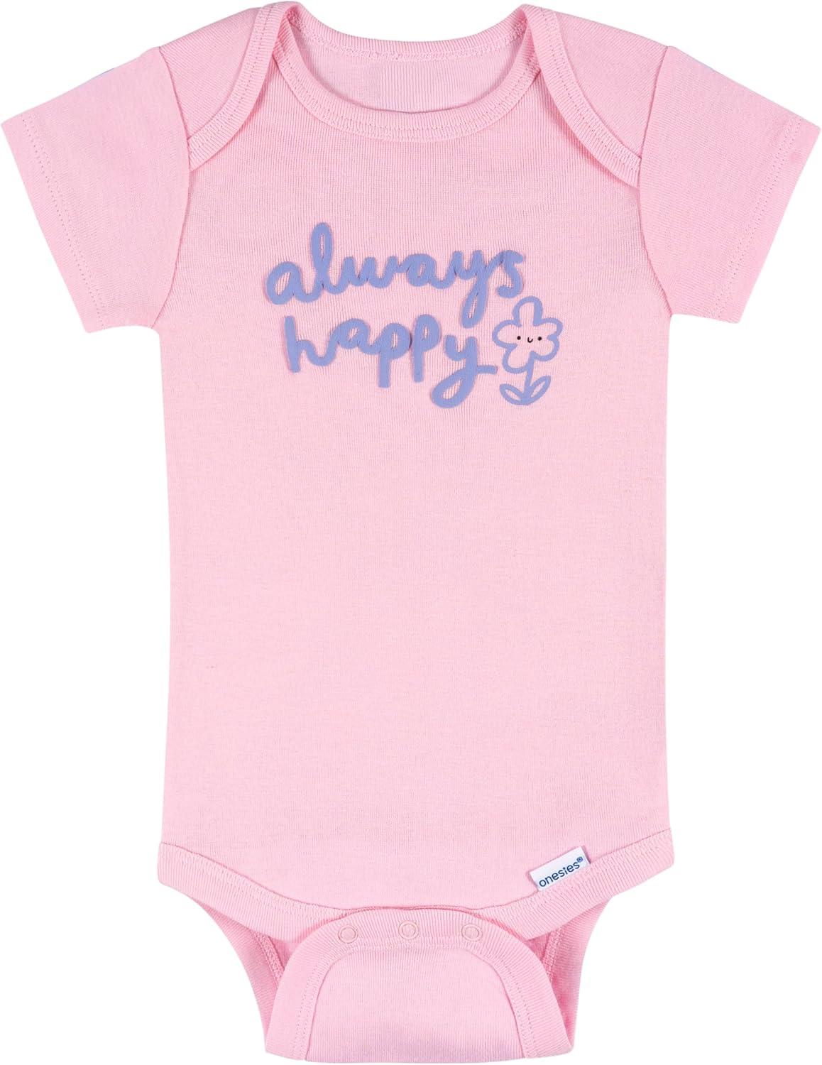 imageOnesies Brand babygirls 8pack Short Sleeve Mix amp Match BodysuitsBerry Happy