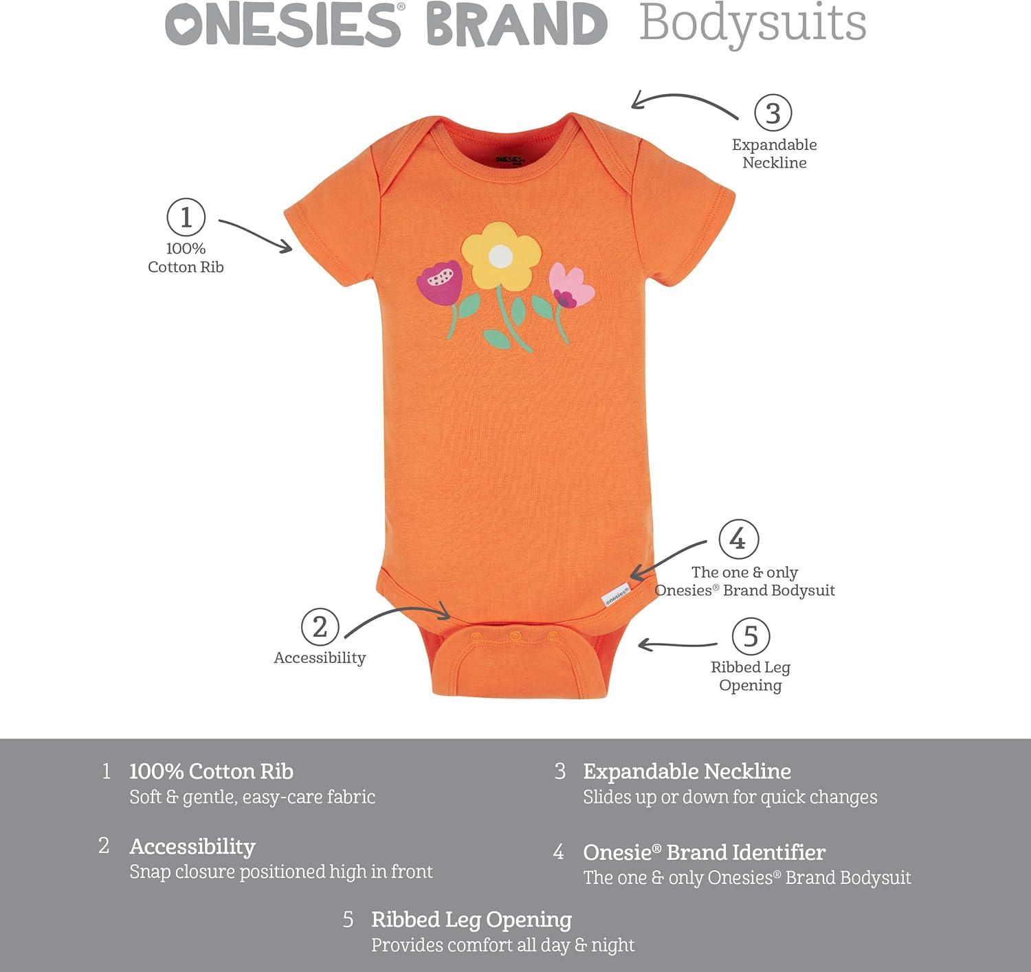 imageOnesies Brand babygirls 8pack Short Sleeve Mix amp Match BodysuitsFox