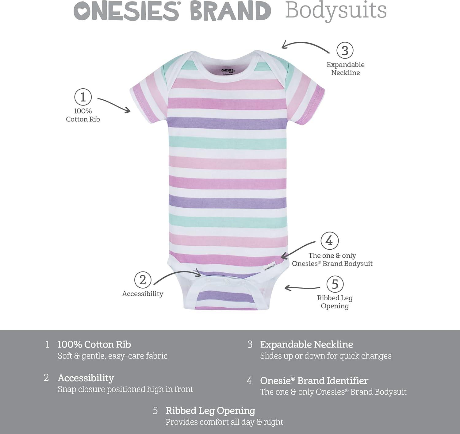 imageOnesies Brand babygirls 8pack Short Sleeve Mix amp Match BodysuitsRainbows
