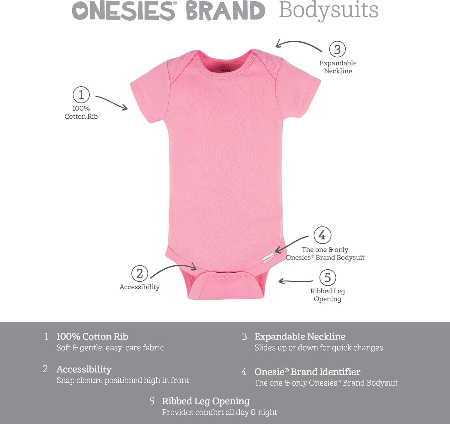 imageOnesies Brand babygirls 8pack Short Sleeve Mix amp Match BodysuitsSolid Girl Colors