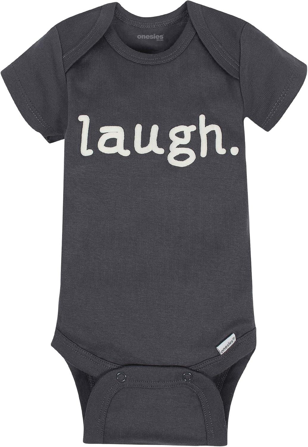 imageOnesies Brand unisexbaby 8pack Short Sleeve Mix amp Match BodysuitsPlay Smile Hug Neutrals