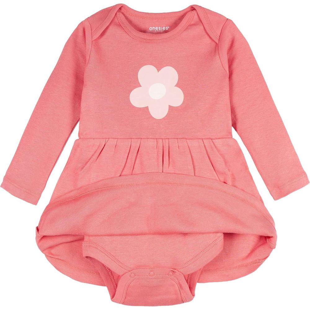 imageOnesies Brand Baby Girls Long Sleeve Bodysuit DressPink Flower
