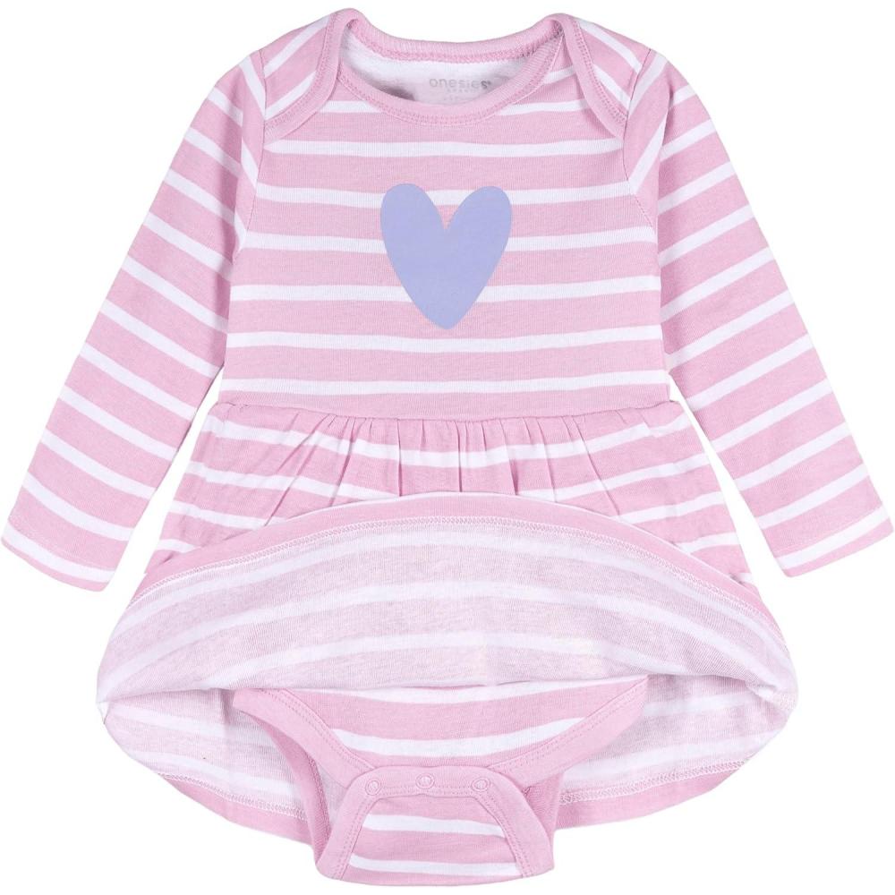 imageOnesies Brand Baby Girls Long Sleeve Bodysuit DressPurple Heart