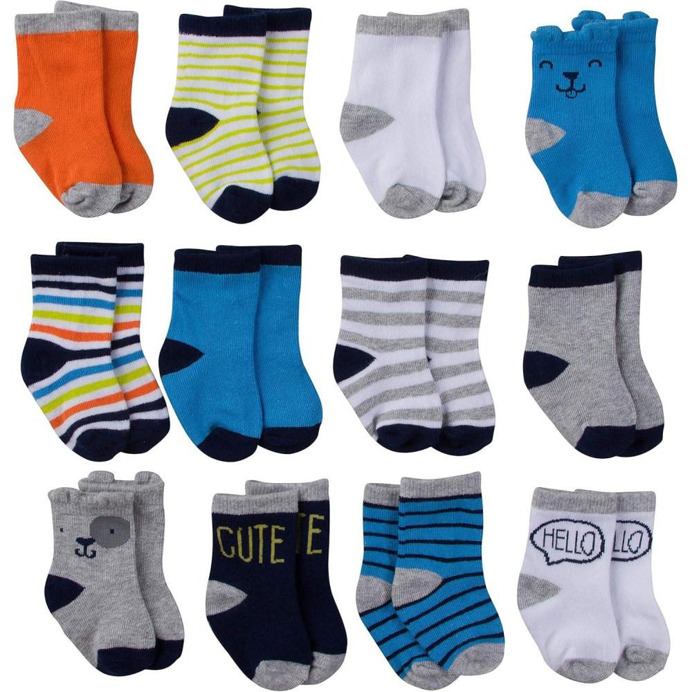 imageOnesies Brand Unisex Baby 12pair Bootie SocksDog Crew Socks