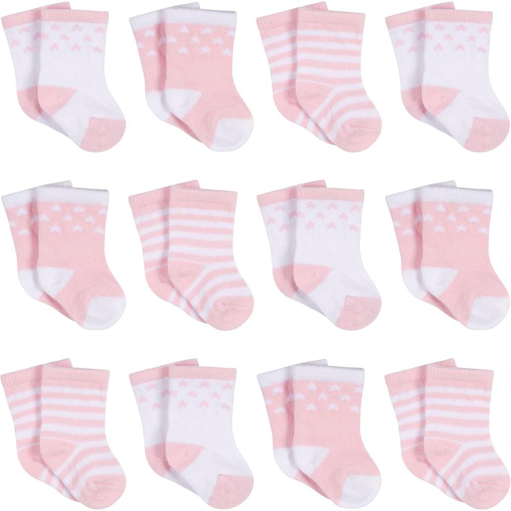 imageOnesies Brand Unisex Baby 12pair Bootie SocksPink Stars