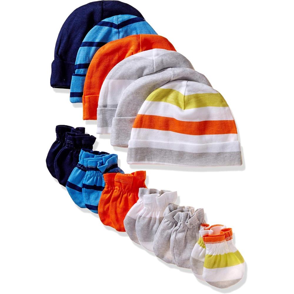 imageOnesies Brand Unisex Baby 12piece Cap and Mitten SetStripe
