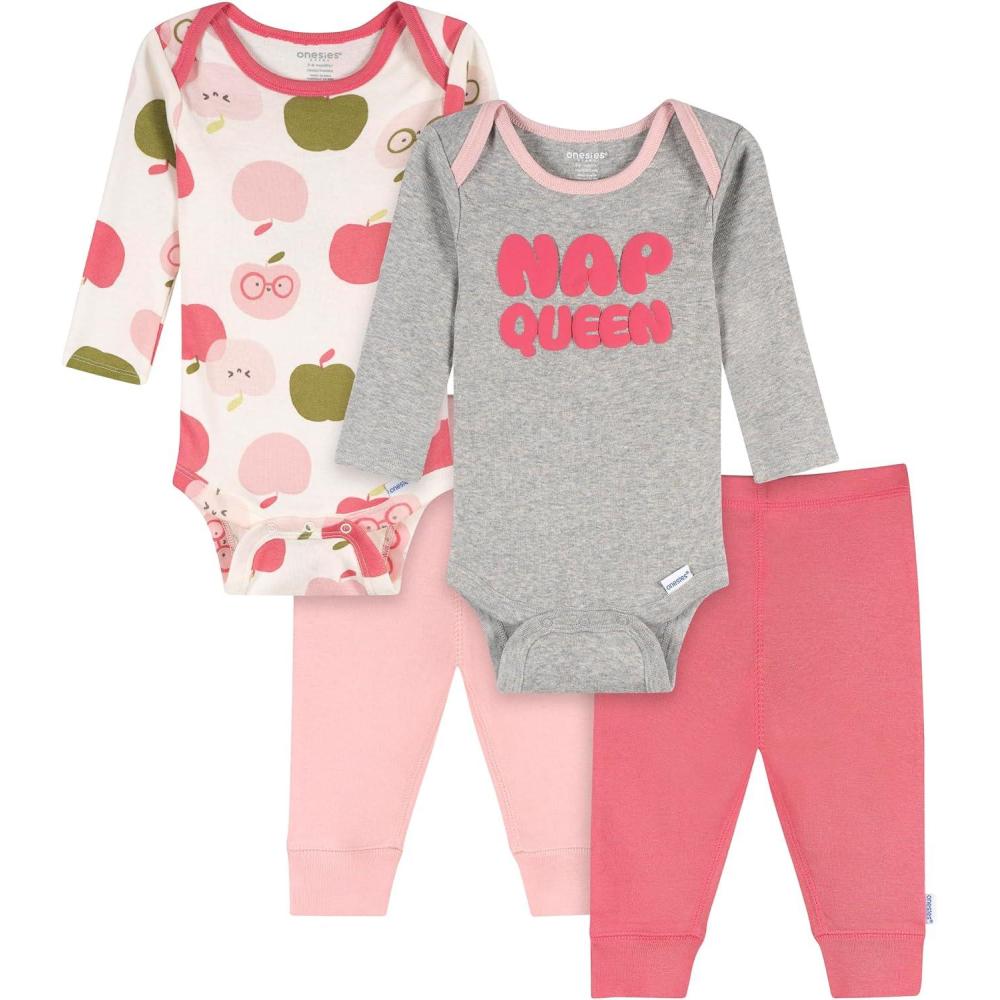 imageOnesies Brand Unisex Baby 4Piece Bodysuits and PantsNap Queen