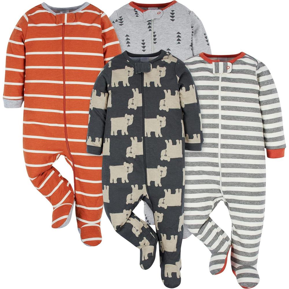 imageOnesies Brand babyboys 4pack Sleep N Play FootiesBear