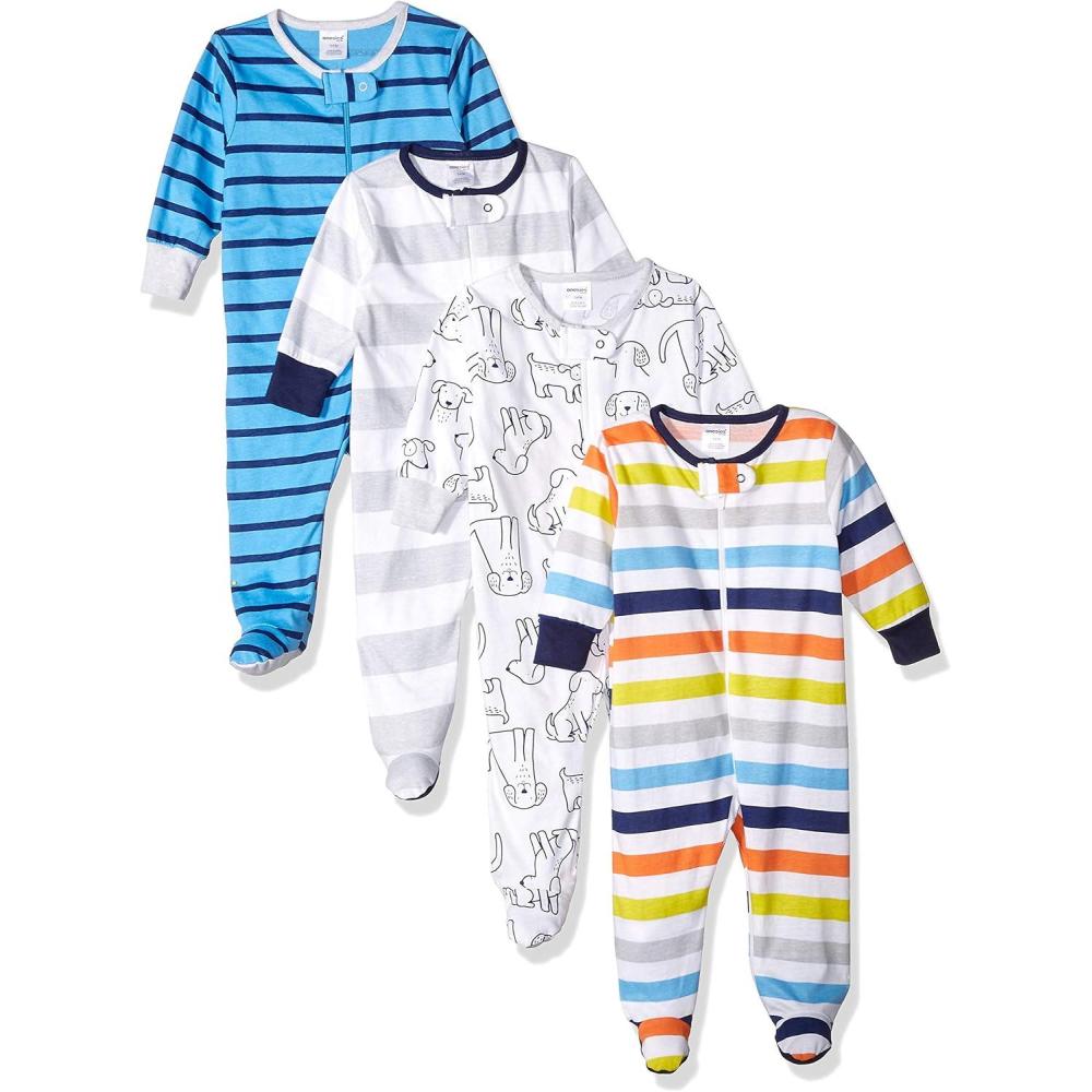 imageOnesies Brand babyboys 4pack Sleep N Play FootiesDog