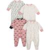 Onesies Brand baby-girls 4-pack Sleep ‘N Play Footies Multi Pack(Bunny Pink)