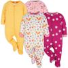Onesies Brand baby-girls 4-pack Sleep ‘N Play Footies Multi Pack(Fox)