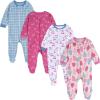 Onesies Brand baby-girls 4-pack Sleep ‘N Play Footies Multi Pack(Pear-y Sweet)
