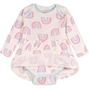 Onesies Brand, Baby Girls Long Sleeve Bodysuit Dress(Ivory Rainbow)