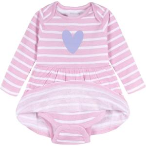 Onesies Brand, Baby Girls Long Sleeve Bodysuit Dress(Purple Heart)