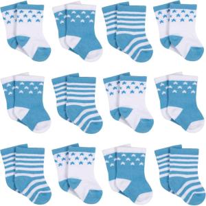 Onesies Brand Unisex Baby 12-pair Bootie Socks(Blue Stars)