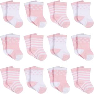 Onesies Brand Unisex Baby 12-pair Bootie Socks(Pink Stars)