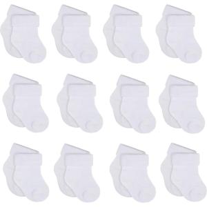 Onesies Brand Unisex Baby 12-pair Bootie Socks(White Cuffed Bootie)