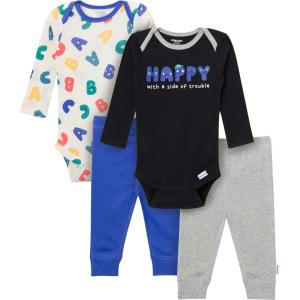 Onesies Brand, Unisex Baby, 4-Piece Bodysuits and Pants(Happy Letters)