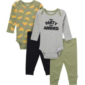 Onesies Brand, Unisex Baby, 4-Piece Bodysuits and Pants(Party Croissant)