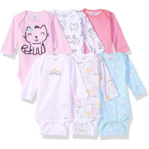 Onesies Brand, Unisex Baby, 6-Pack Long Sleeve Bodysuits(Cats)