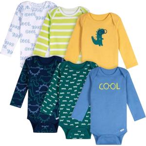 Onesies Brand, Unisex Baby, 6-Pack Long Sleeve Bodysuits(Dinos)