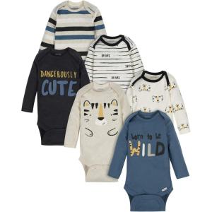Onesies Brand, Unisex Baby, 6-Pack Long Sleeve Bodysuits(Tiger Blue)