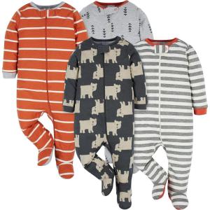 Onesies Brand baby-boys 4-pack Sleep ‘N Play Footies(Bear)