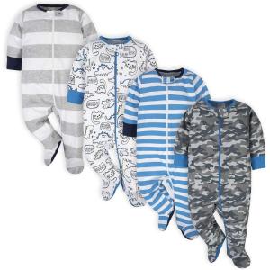 Onesies Brand baby-boys 4-pack Sleep ‘N Play Footies(Blue Dino)