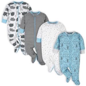 Onesies Brand baby-boys 4-pack Sleep ‘N Play Footies(Blue Elephant)