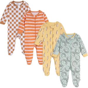 Onesies Brand baby-boys 4-pack Sleep ‘N Play Footies(Smiles)