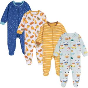 Onesies Brand baby-boys 4-pack Sleep ‘N Play Footies(Snack Bar)