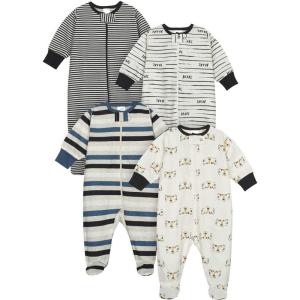 Onesies Brand baby-boys 4-pack Sleep ‘N Play Footies(Tiger Blue)