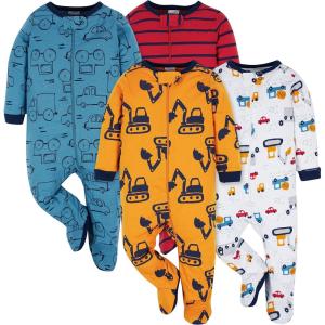 Onesies Brand baby-boys 4-pack Sleep ‘N Play Footies(Truck)