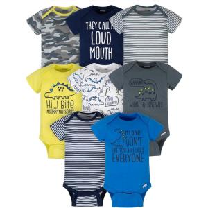 Onesies Brand baby-boys 8-pack Short Sleeve Mix & Match Bodysuits(Grey Dino)