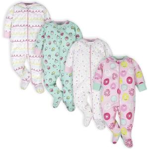 Onesies Brand baby-girls 4-pack Sleep ‘N Play Footies Multi Pack(Pink Sweet Treats)