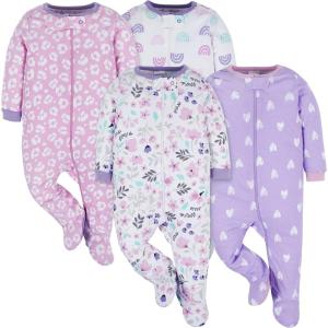 Onesies Brand baby-girls 4-pack Sleep ‘N Play Footies Multi Pack(Rainbows)