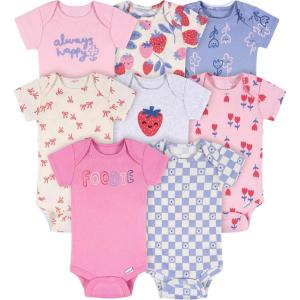 Onesies Brand baby-girls 8-pack Short Sleeve Mix & Match Bodysuits(Berry Happy)