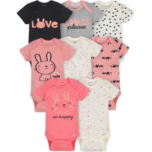Onesies Brand baby-girls 8-pack Short Sleeve Mix & Match Bodysuits(Cuddles & Love Bunny)