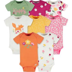 Onesies Brand baby-girls 8-pack Short Sleeve Mix & Match Bodysuits(Fox)
