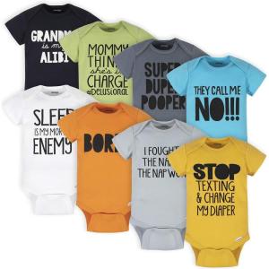 Onesies Brand unisex-baby 8-pack Short Sleeve Mix & Match Bodysuits(Grey Funny)